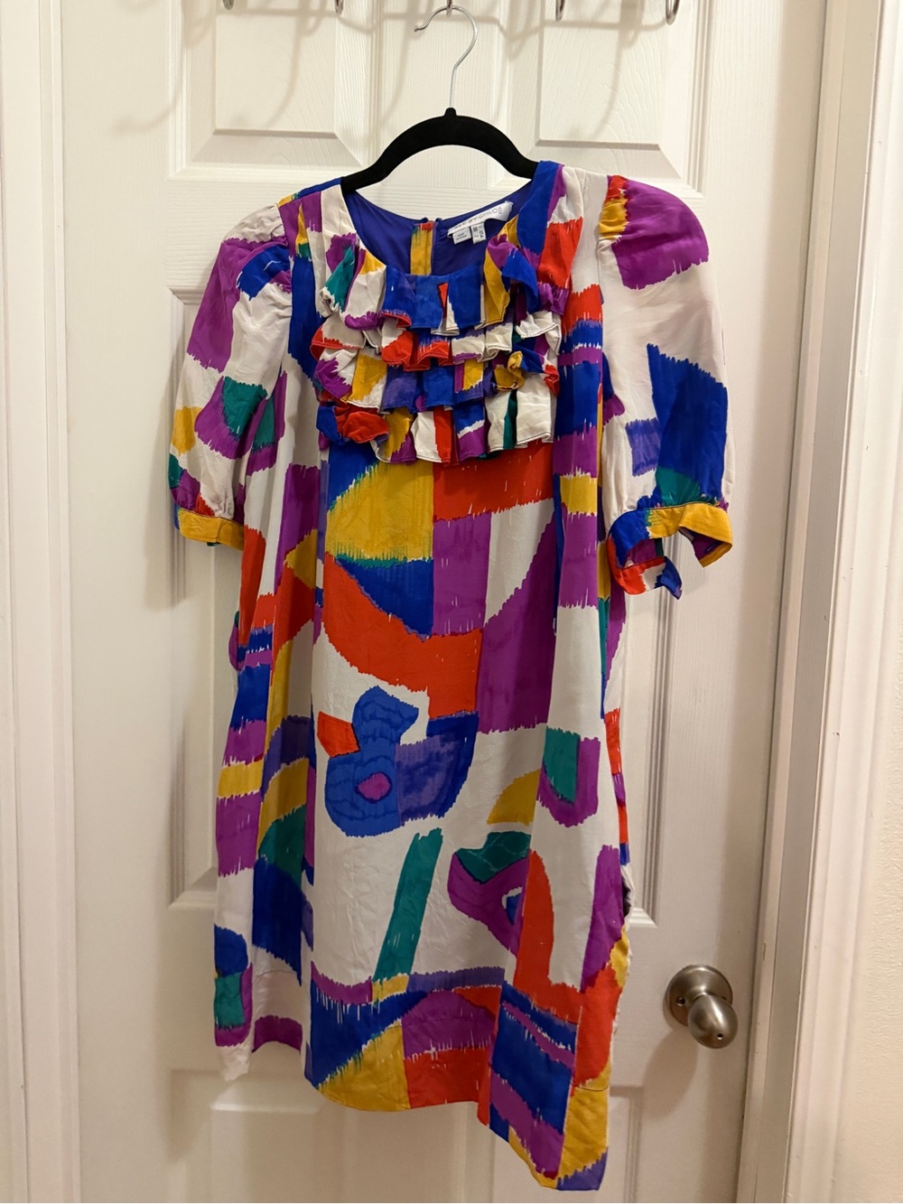See By Chloé Women's Multicolor Abstract Print Ruffle Front Dress.
